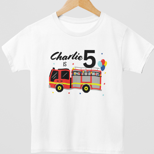 Boys Birthday Fire Engine T-shirt | 3 - 8 years