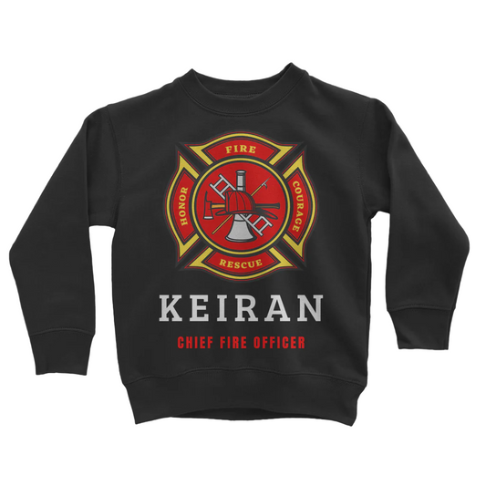Kids Personalised Firefighter Jumper – Chief Fire Officer Sweatshirt (3-8 Years)