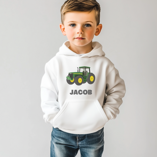 Kids Personalised Tractor Hoodie | 3 - 13 years