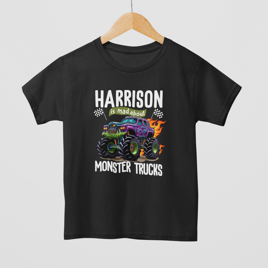 Boys "Mad About Monster Trucks" Personalised T-shirt