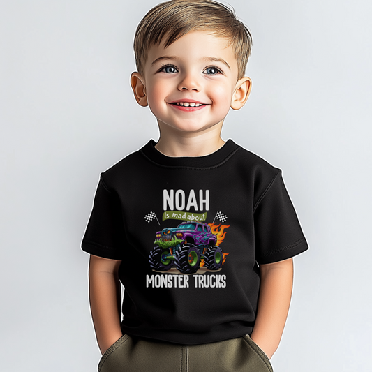 Boys "Mad About Monster Trucks" Personalised T-shirt