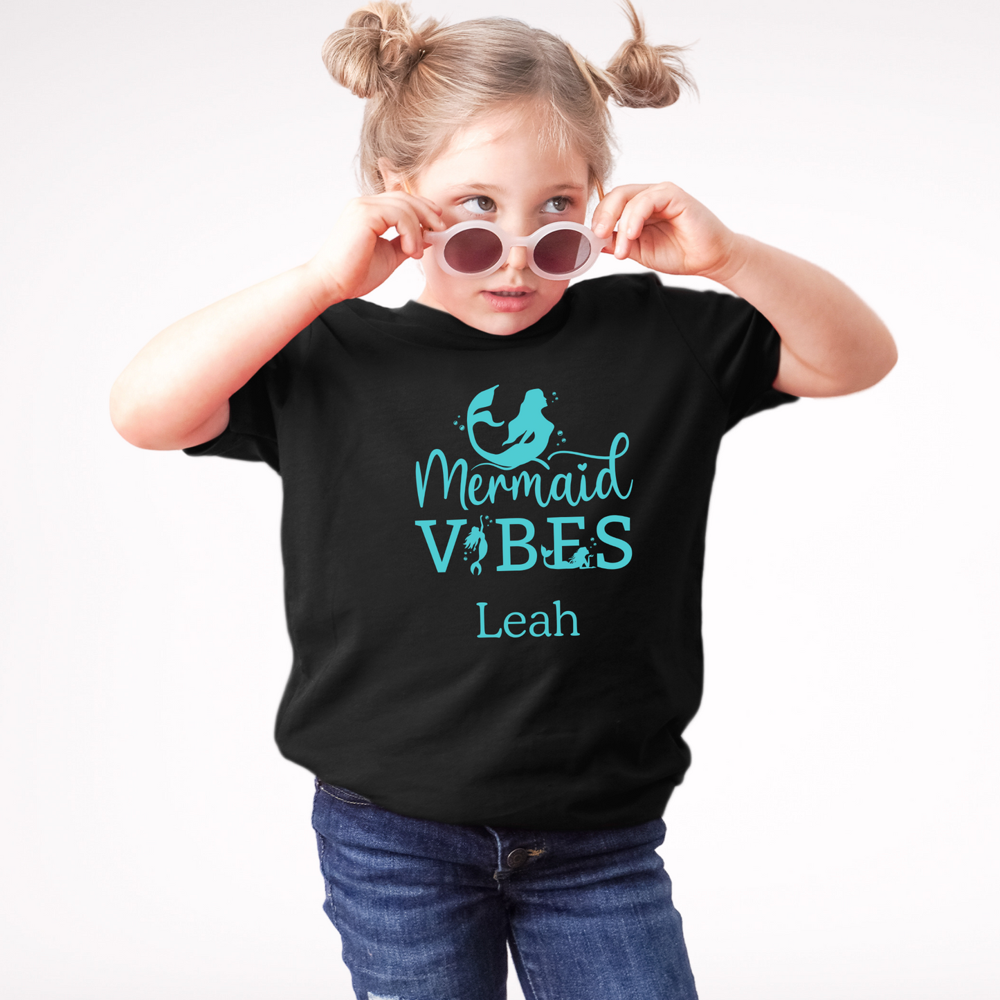 Girls Personalised Mermaid Vibes T-shirt | 3 - 13 years