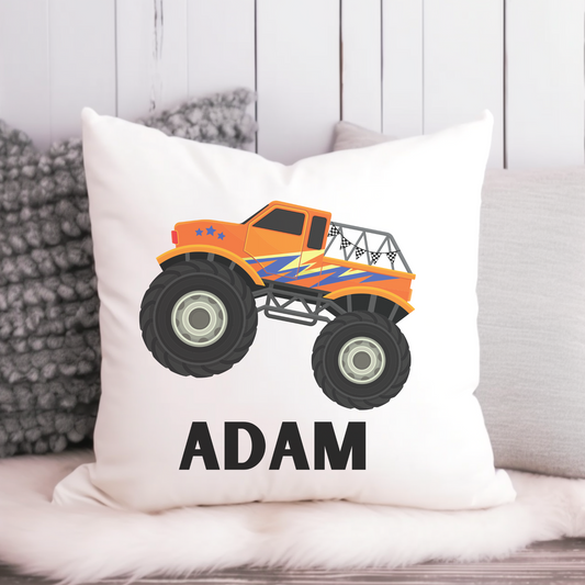 Kids Personalised Monster Truck Cushion Cover 40x40cm