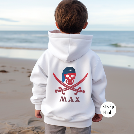 Boys Personalised Pirate Zip Hoodie | 3 - 13 years