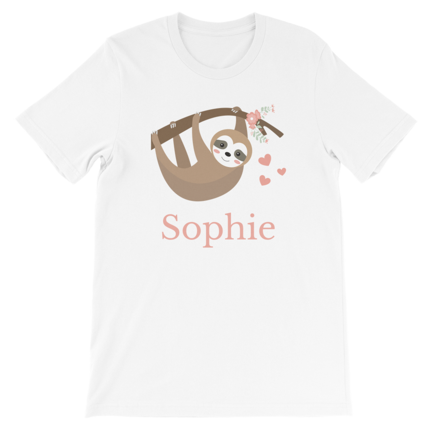 Girls Personalised Sloth T-shirt | 3 - 13 years