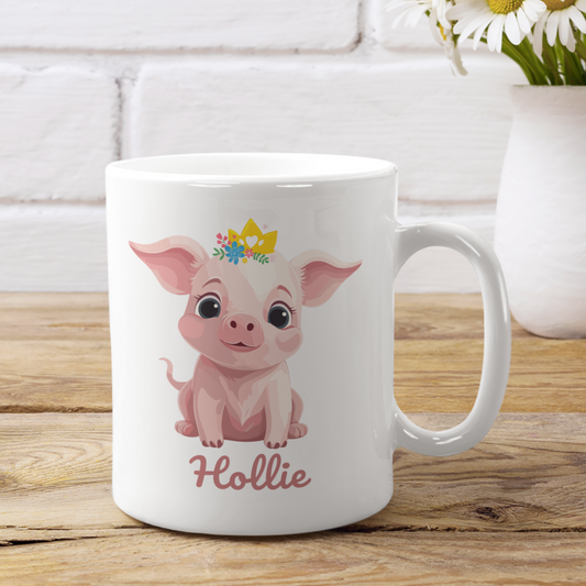 Girls Personalised Princess Pig Mug