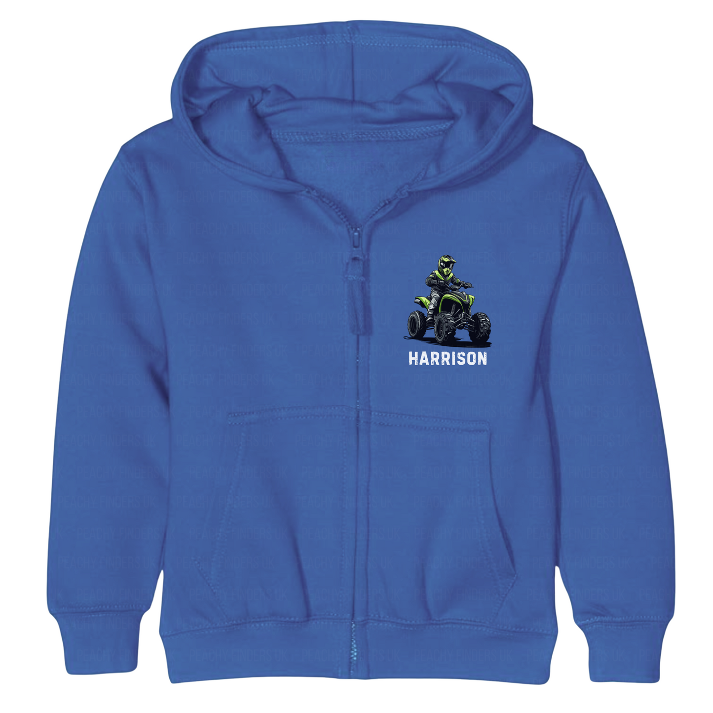 Unisex Kids Personalised Quad Bike (ATV) Zip Hoodie | 5 - 13 years