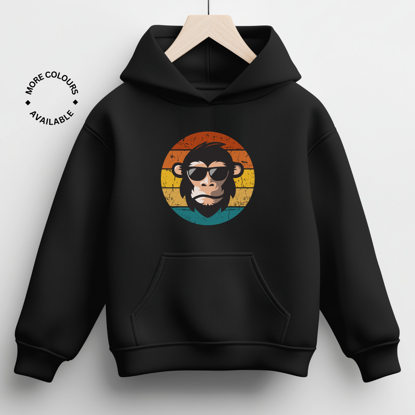 Unisex Kids Retro Cool Chimp Hoodie | 3 - 13 years