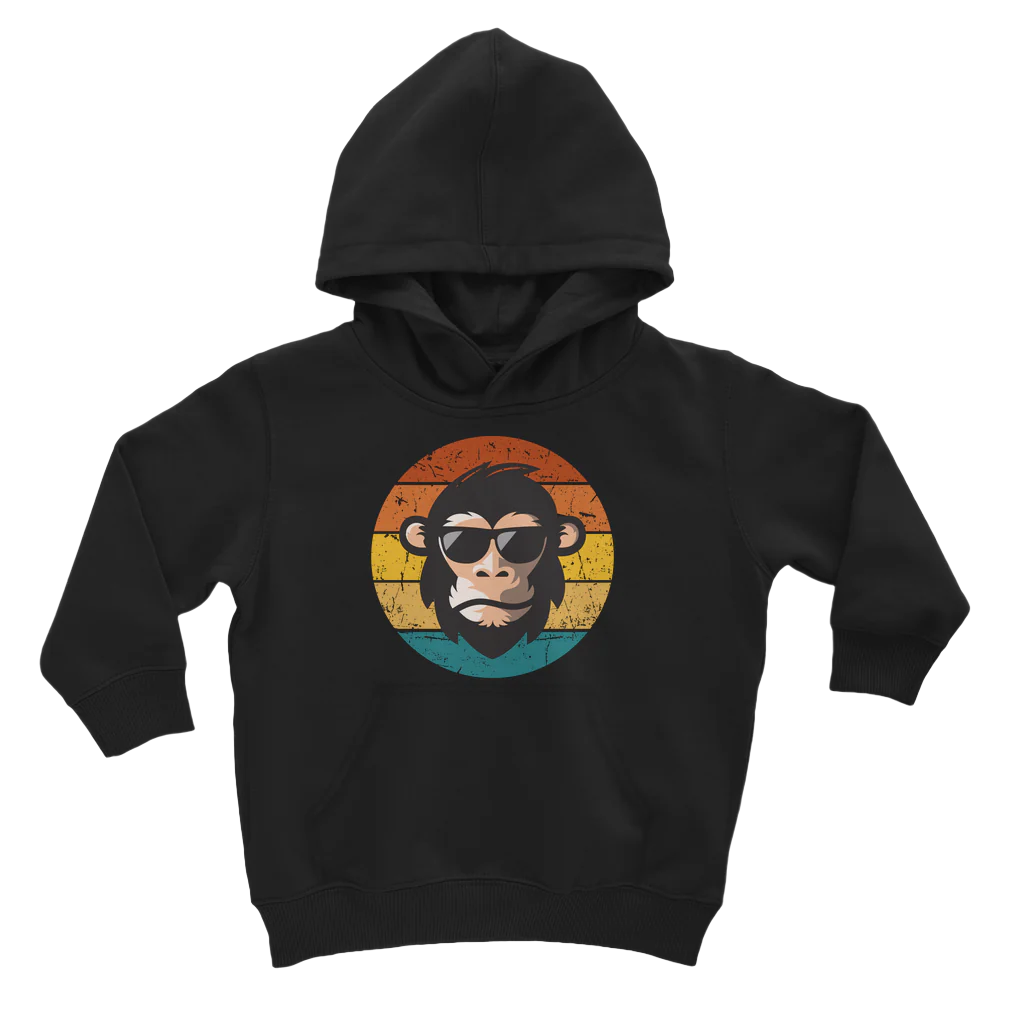 Unisex Kids Retro Cool Chimp Hoodie | 3 - 13 years