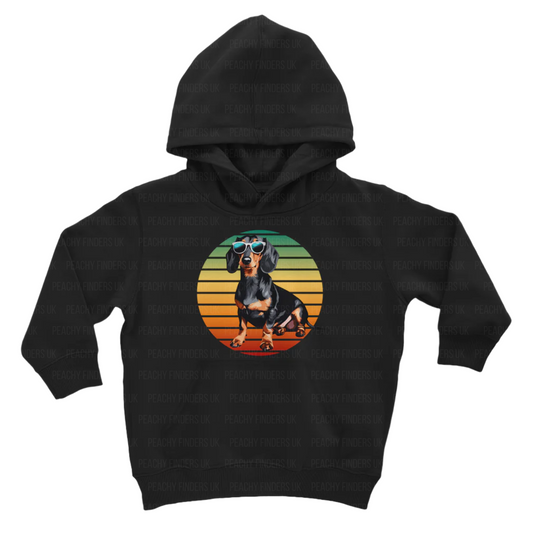 Kids Retro Themed Dachshund Pullover Hoodie | 3 - 13 years