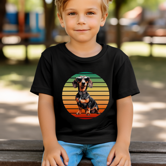 Retro Dachshund - Unisex Kids Cotton T-shirt