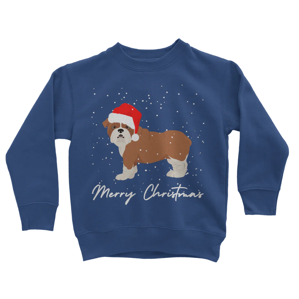 Kids Christmas English Bulldog Jumper