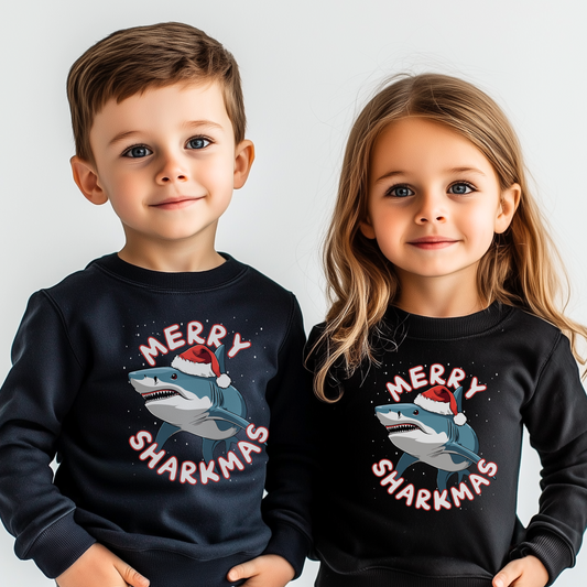 Kids 'Merry Sharkmas' Christmas Sweatshirt | Unisex Sizes