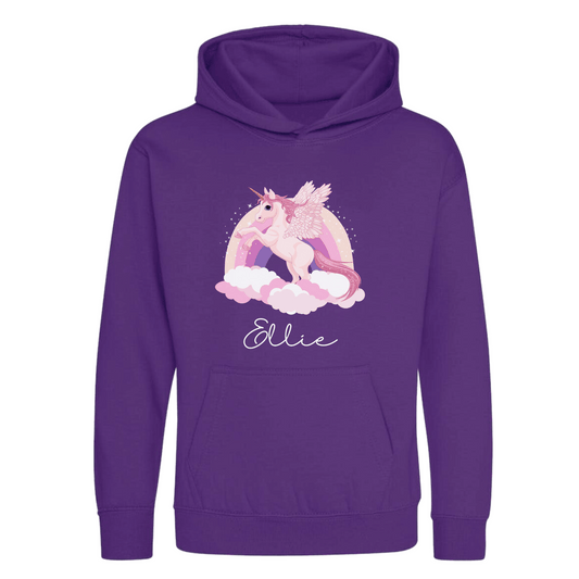 Children's Purple Hoodie Printed Unicorn Hoodie