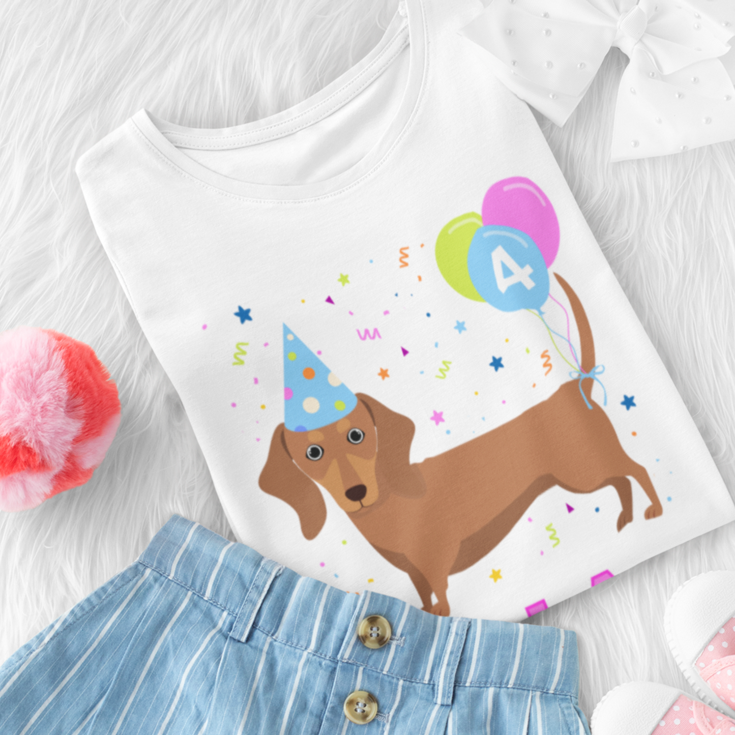 Personalised Birthday Dachshund T-shirt | 3 - 8 years