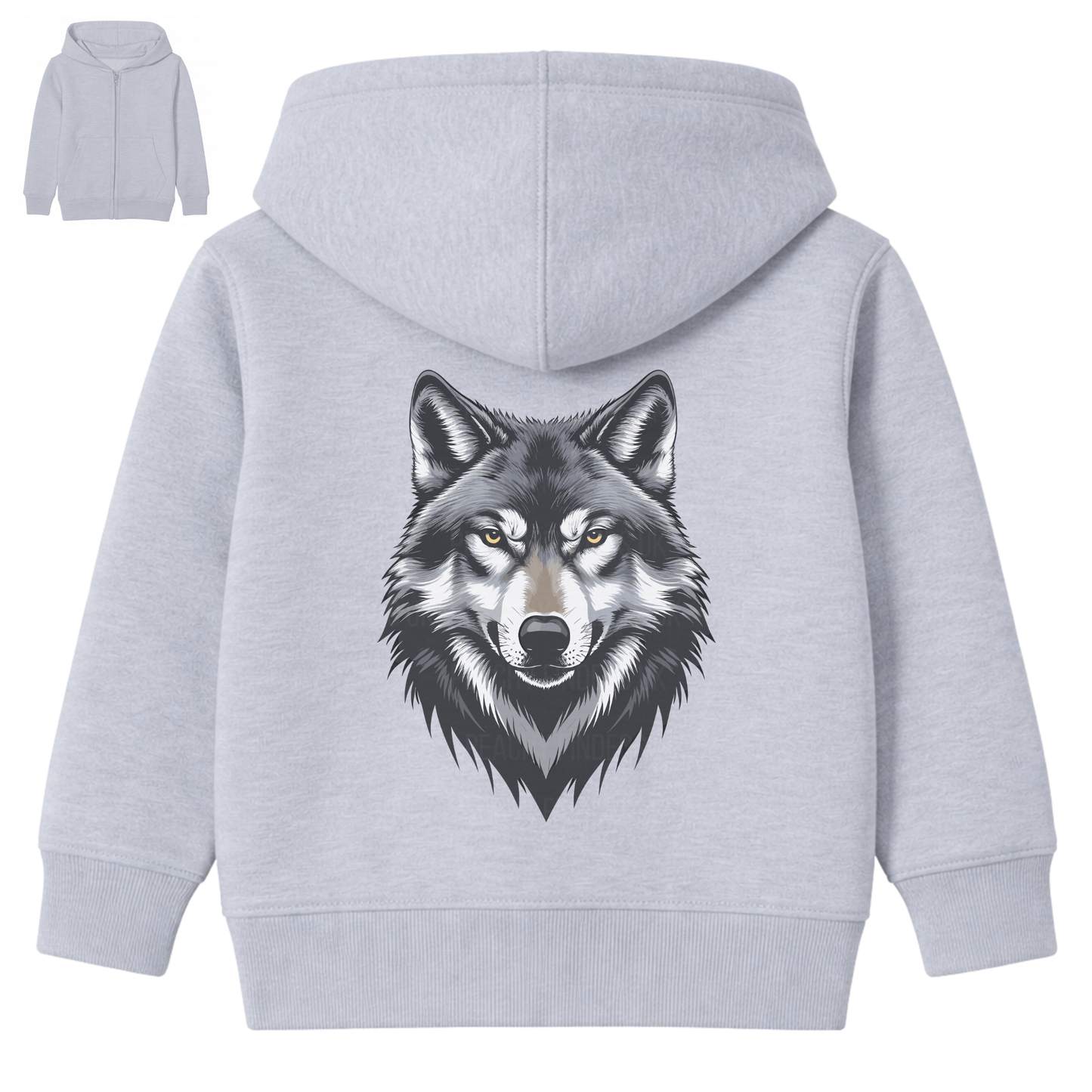 Kids Wolf Zip Hoodie – Back Print | Unisex 3–13 Years