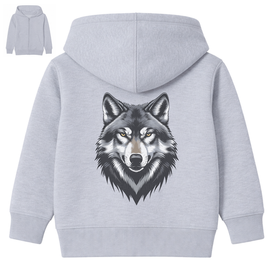 Kids Wolf Zip Hoodie – Back Print | Unisex 3–13 Years