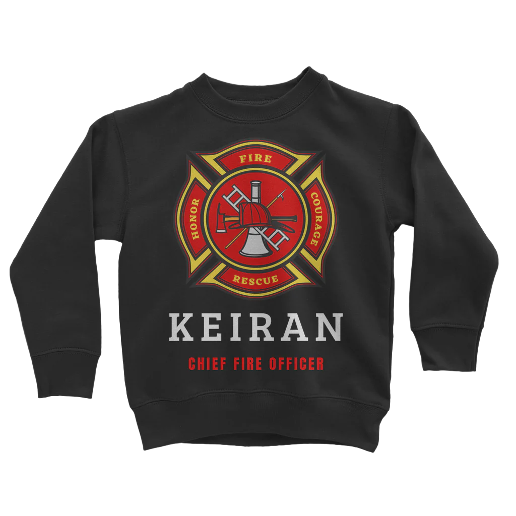 Personalised 'Chief Fire Officer' Boys Fireman Sweatshirt | 3 - 8 years