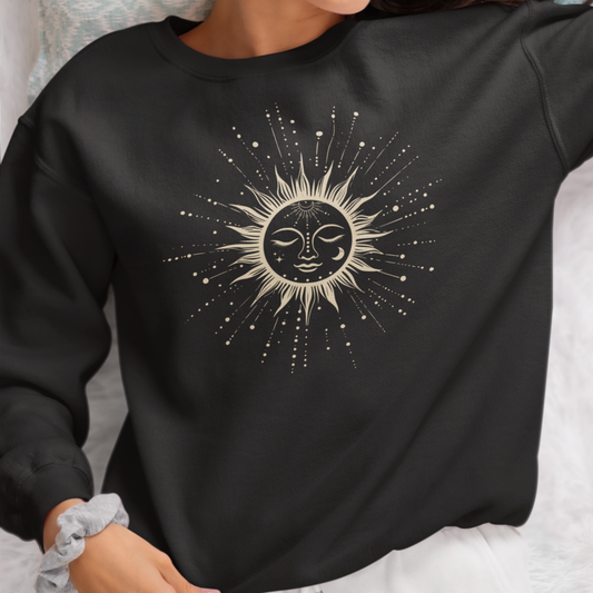 Women's Sleeping Mystical Sun Face Sweatshirt