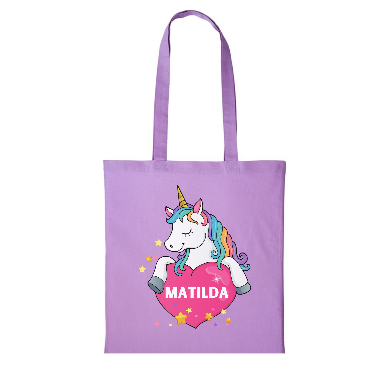 Girls Unicorn Heart Personalised Tote Bag