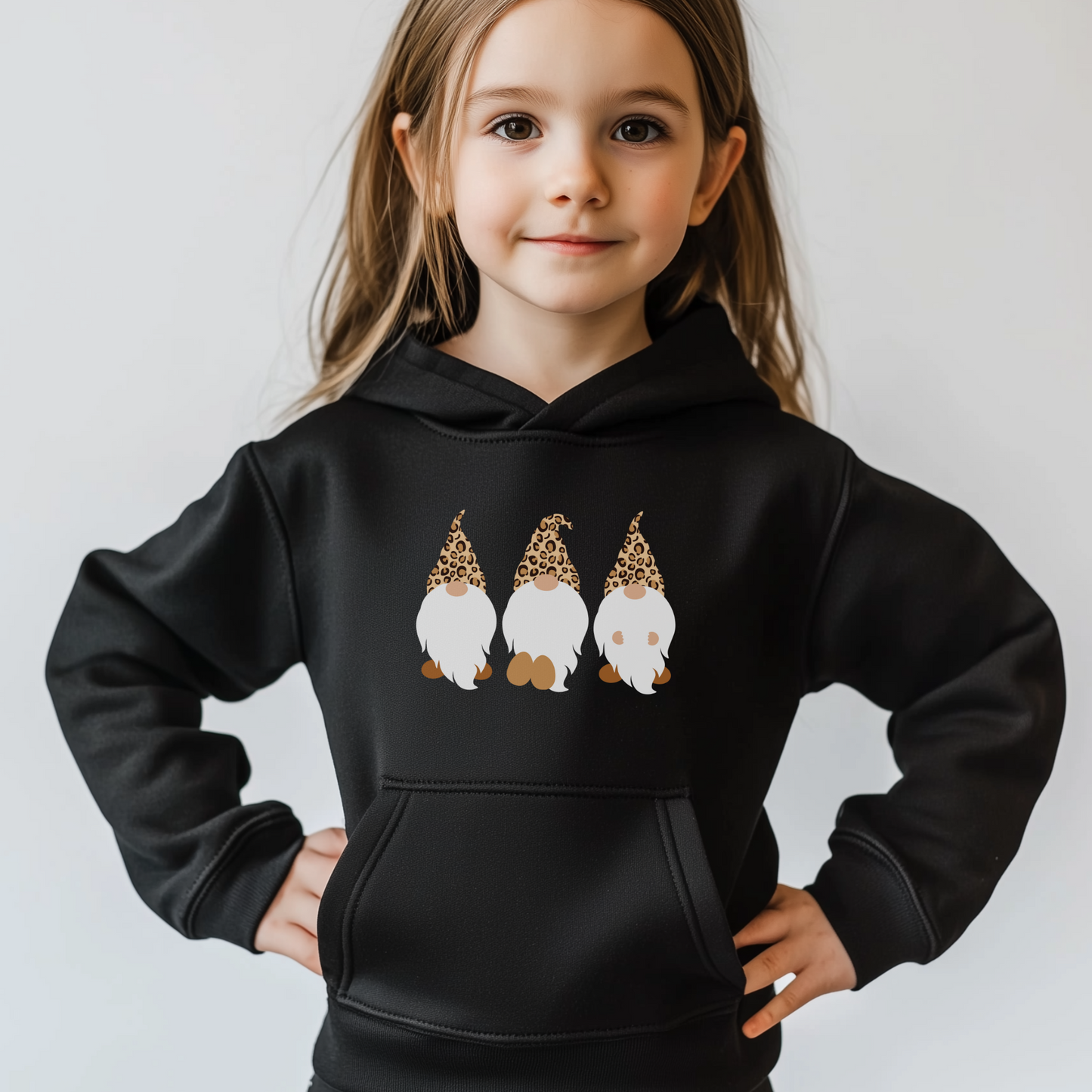 Leopard Print Winter Gonks - Kids Pullover Hoodie