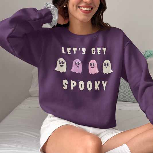 Women's 'Lets Get Spooky' Cute Ghosts Sweatshirt | Small - 2XL