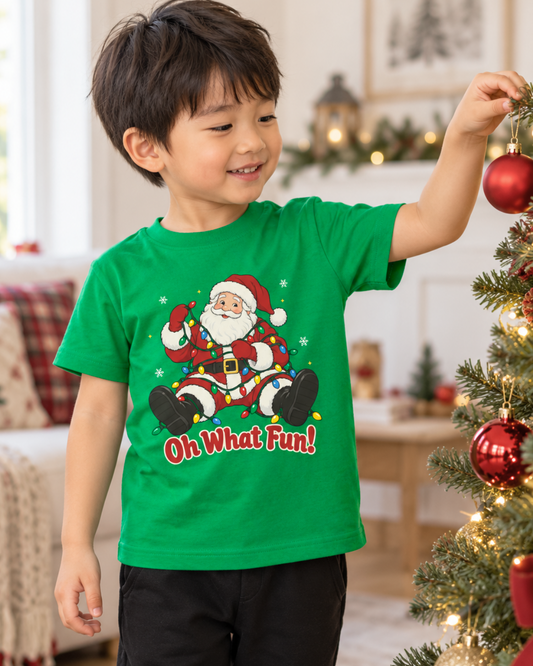 Unisex Kids Santa Christmas T-Shirt – Oh What Fun!