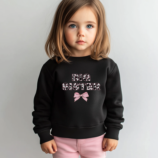 Girls Cow Print BIG SISTER Sweatshirt | 3 - 13 years