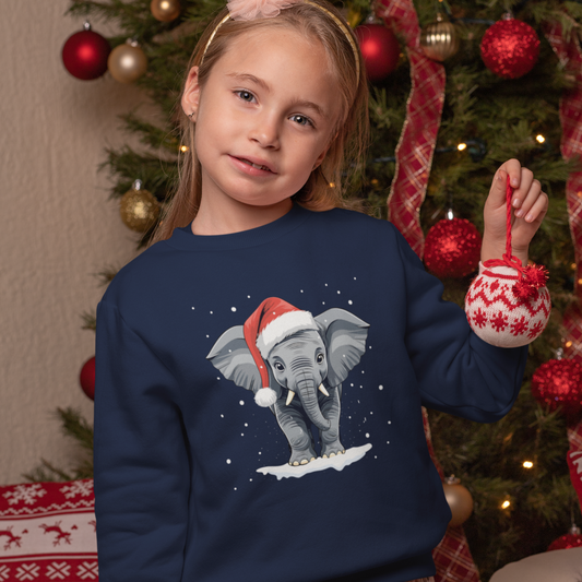 Kids Festive Elephant Christmas Jumper (3-13 Yrs)