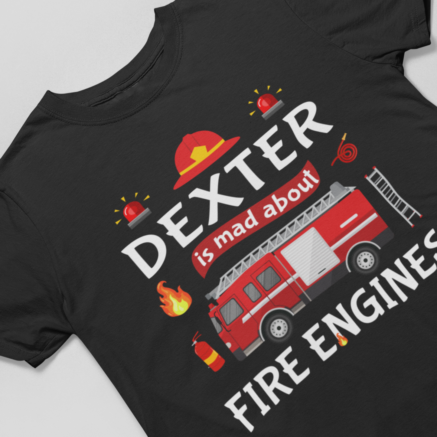 Boys Personalised "Mad About Fire Engines" T-shirt