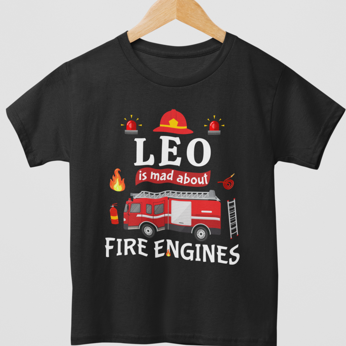 Boys Personalised "Mad About Fire Engines" T-shirt