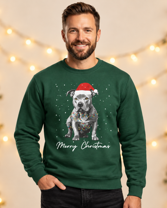 Staffy Christmas Sweatshirt – Staffordshire Bull Terrier Jumper S–5XL