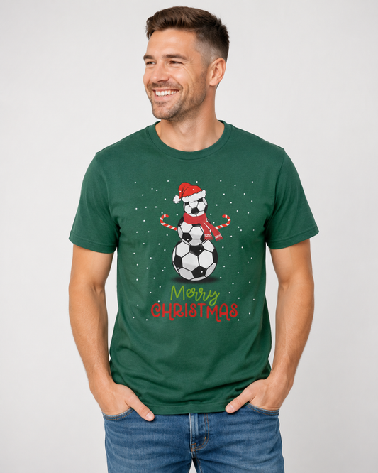 Adults Christmas Football Snowman T-shirt