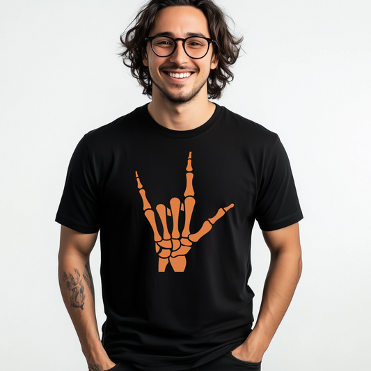 Rock 'n' Roll Skeleton Hand Halloween T-shirt