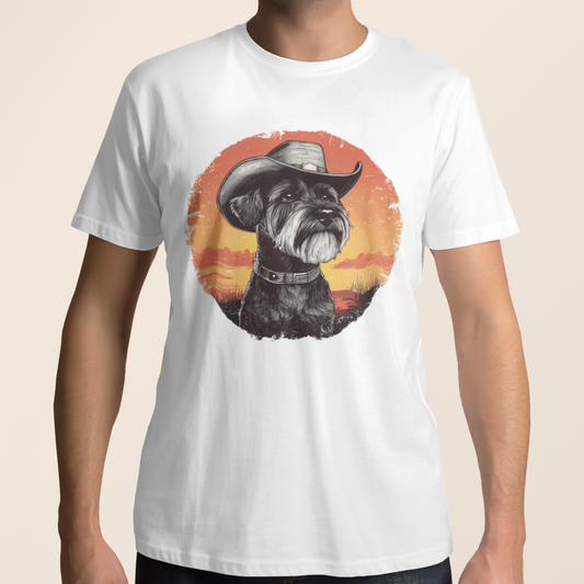 Unisex Adults & Kids Western Themed Schnauzer Dog T-shirt