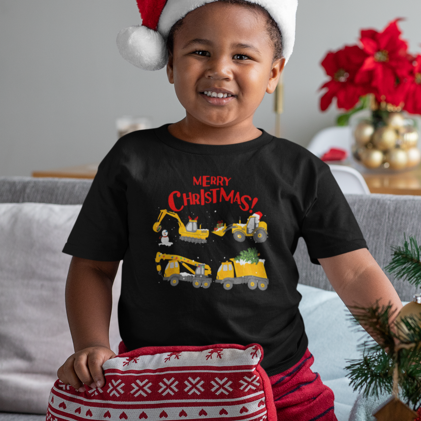 Merry Christmas Diggers Kids Unisex T-Shirt