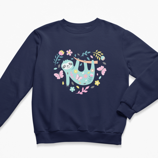Girls Sloth Floral Heart Sweatshirt (Ages 3-13 Yrs)