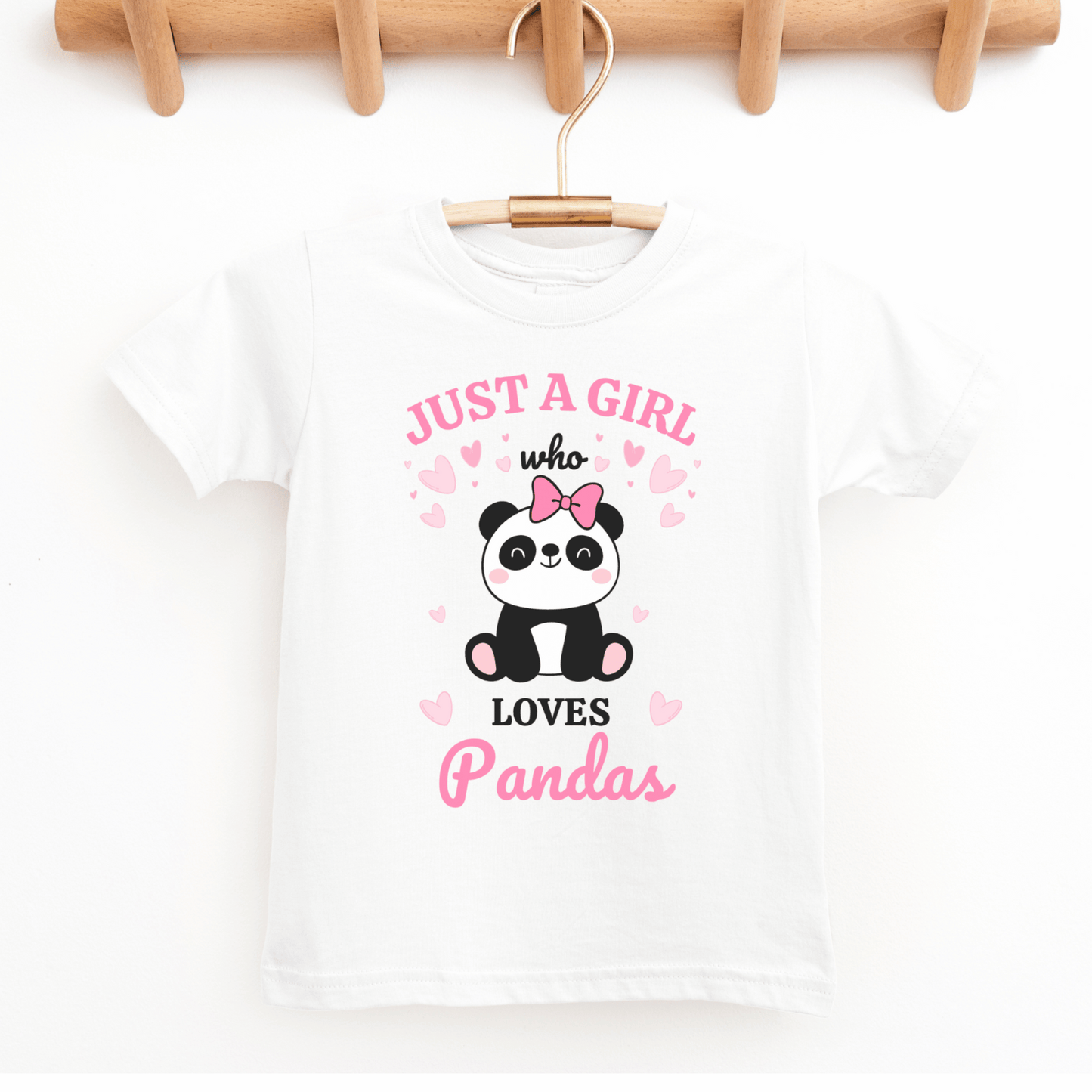 Panda wearing a big pink bow printed girls t-shirt