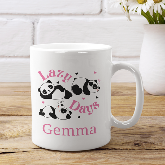 Personalised Lazy Days Panda Mug