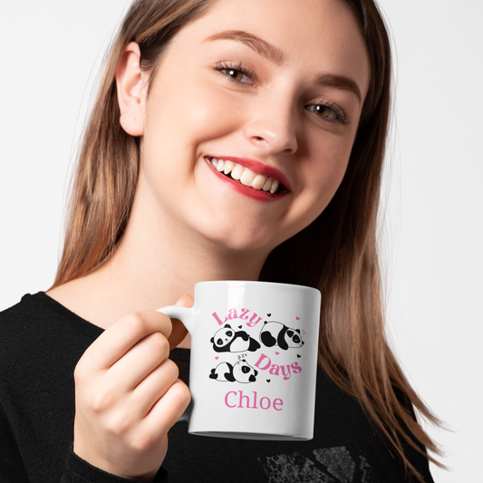 Personalised Lazy Days Panda Mug