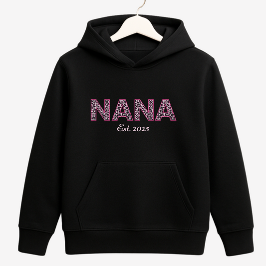 Personalised NANA Est. Leopard Print Hoodie | S - 5XL
