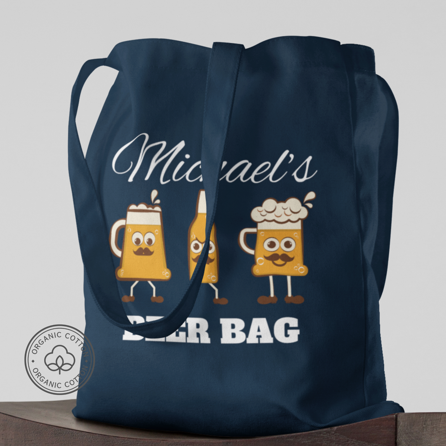 Personalised Beer Bag Tote Bag | Organic Cotton