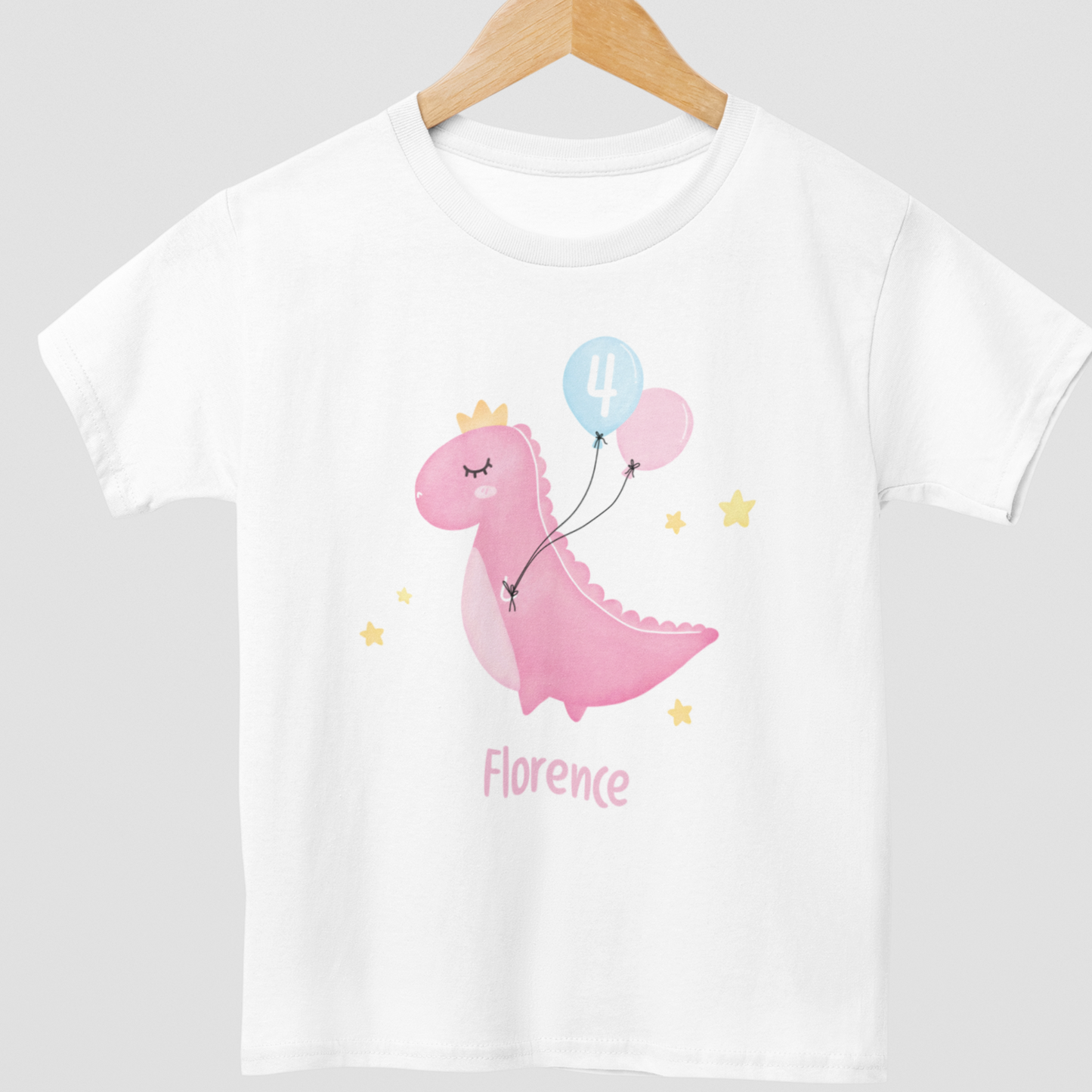 Girls Personalised Birthday Dinosaur T-shirt | 1 - 8 yrs