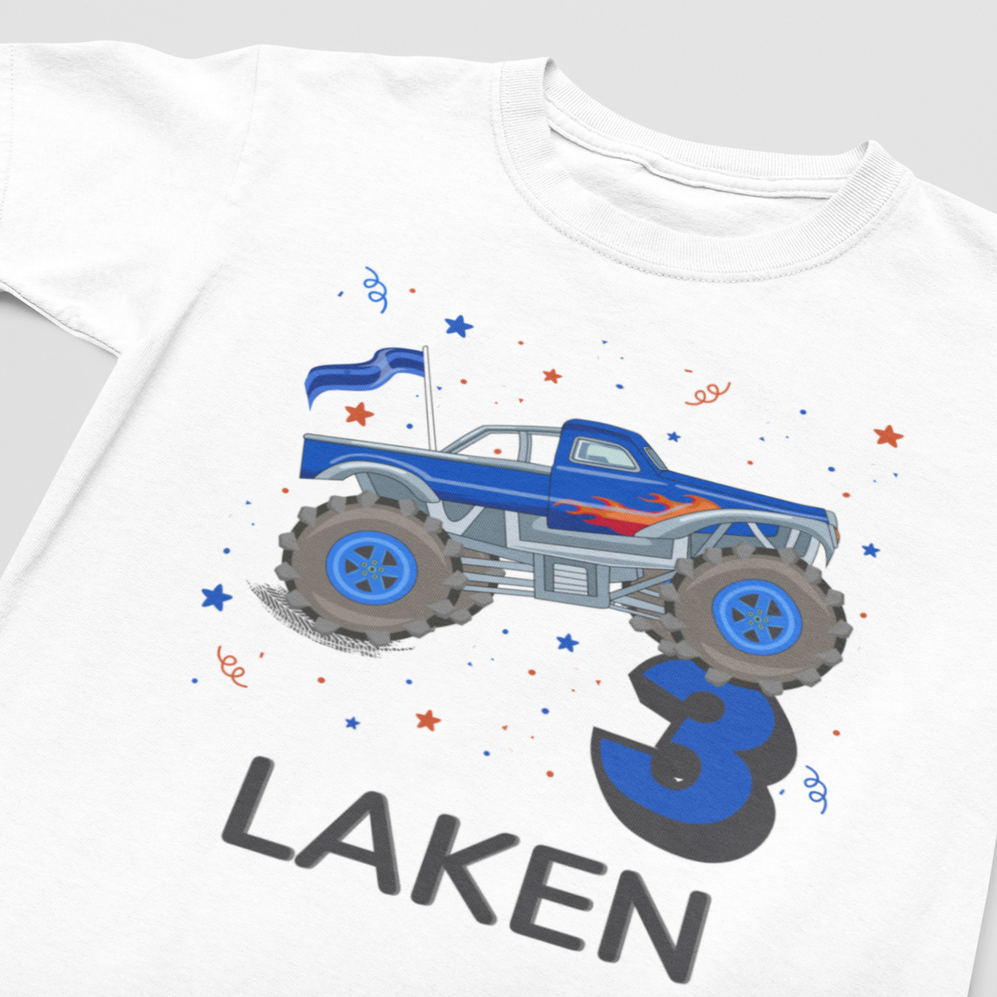 Kids Personalised Birthday Monster Truck T-shirt | 3 - 10 years