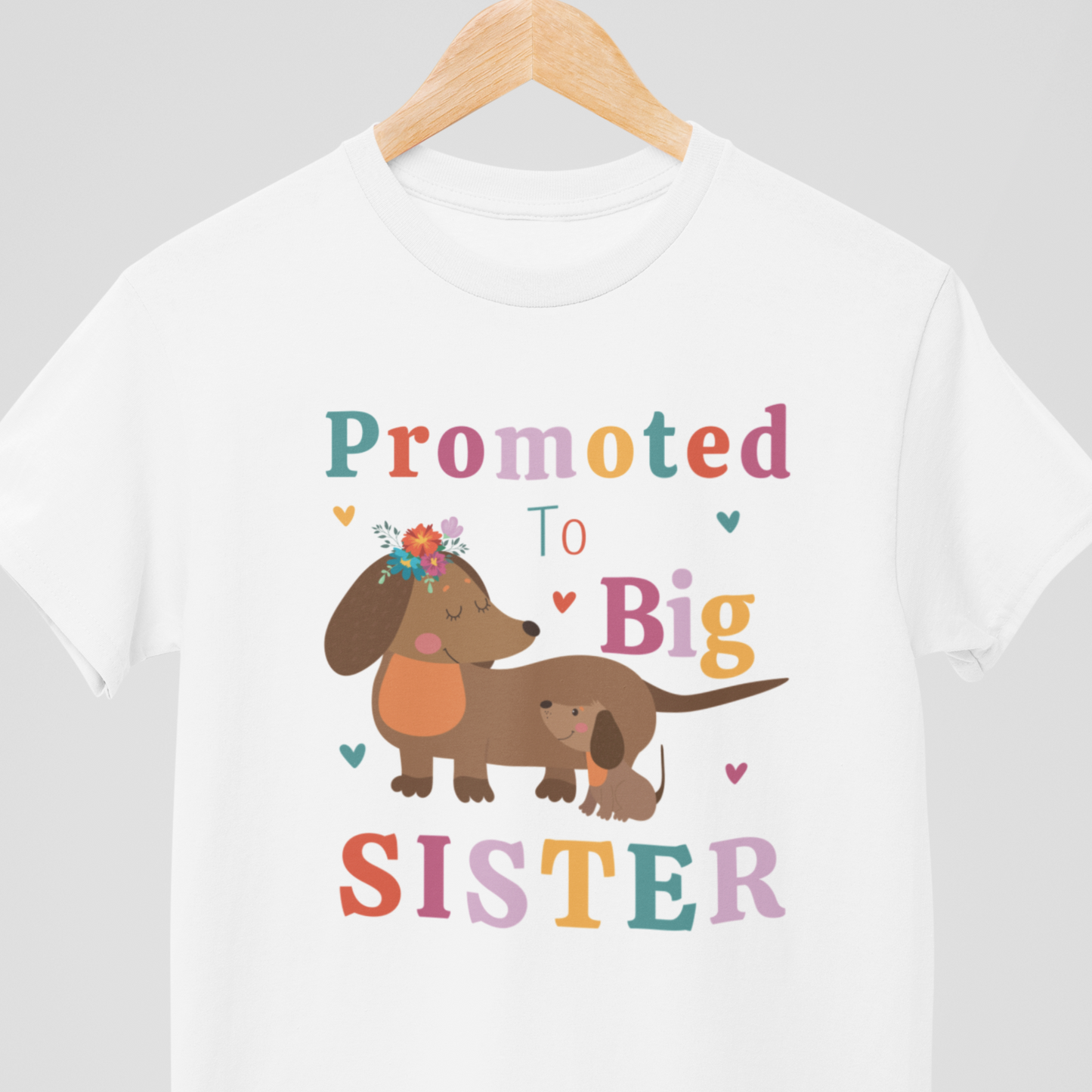 Promoted to "Big Sister" girls white short sleeves cotton t-shirt