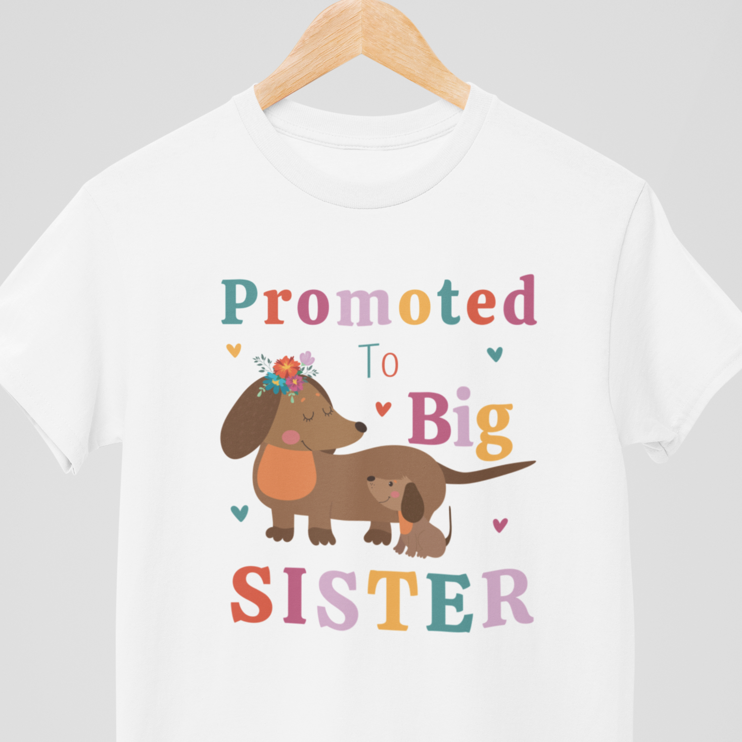 Promoted to "Big Sister" girls white short sleeves cotton t-shirt