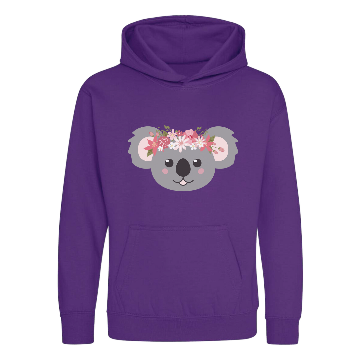 Girls Personalised Floral Koala Hoodie | 3 - 13 years