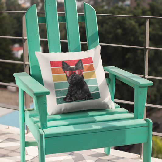 Cool Scottie Dog Cushion Cover – Retro Sunglasses Design (40x40cm)