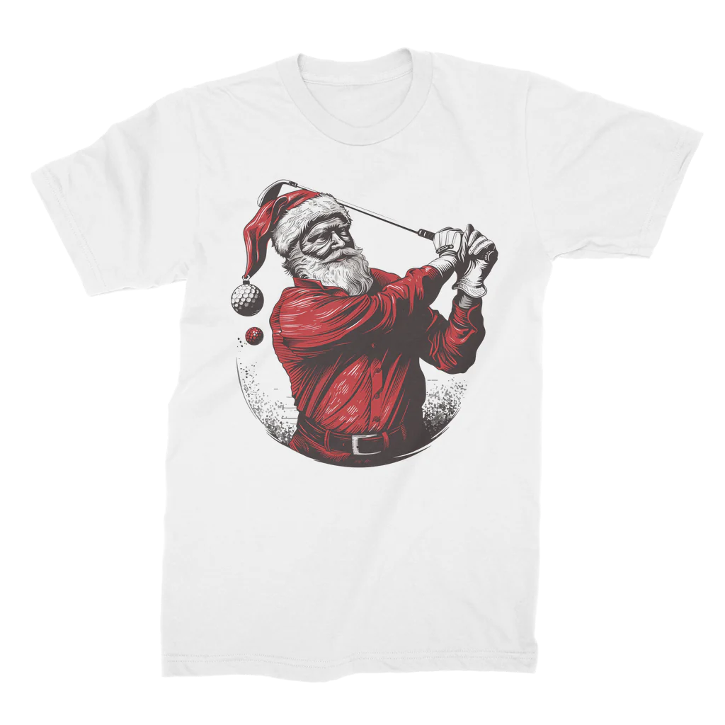 Men's Santa Playing Golf T-shirt | S - 4XL