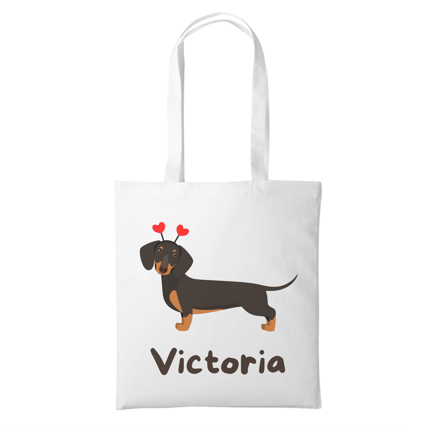 Girls Personalised Sausage Dog Tote Bag